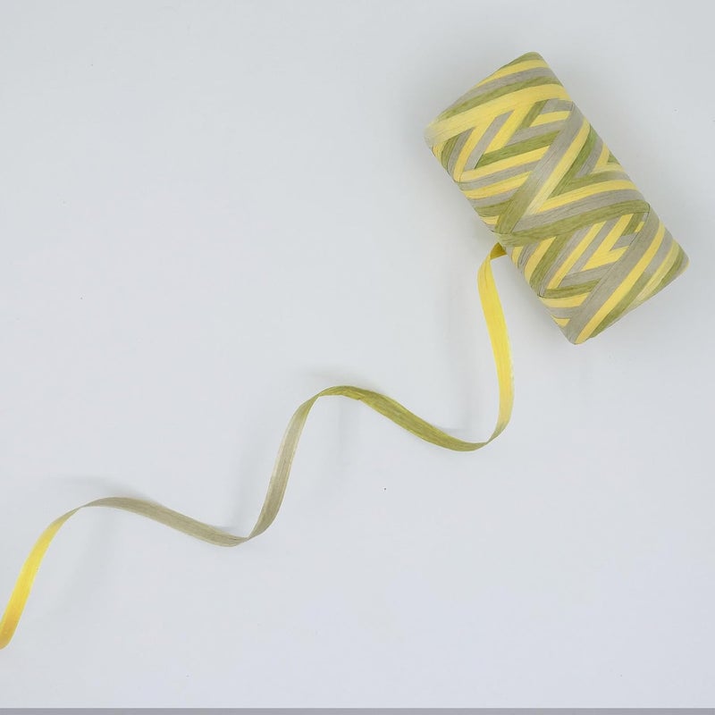 ALLWSLucky Colored 393 Feet Raffia Paper Ribbon, Colorful Packing Paper String Section Dyeing Raffia Ribbon for Gift Wrapping and DIY Decoration (Yellow) - Image 1